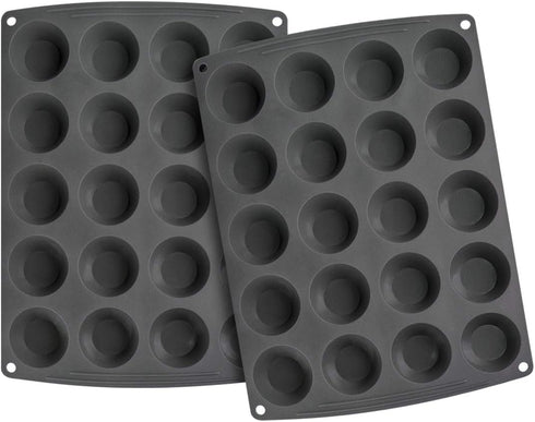 Webake Mini Muffin Cupcake Tin Pan, Silicone Non-stick Baking Mold for Mini Pie, Quiche, Pack of 2