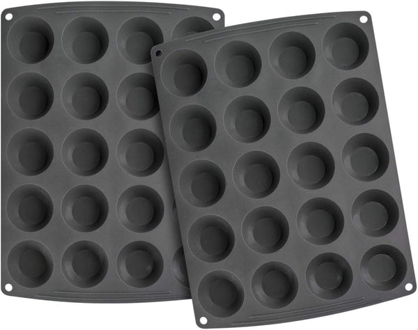 Webake Mini Muffin Cupcake Tin Pan, Silicone Non-stick Baking Mold for Mini Pie, Quiche, Pack of 2