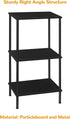 3 Tall Side Table with Storage Tier Black End Table Metal Storage Shelves for Living Room Bedroom Bathroom Small Slim