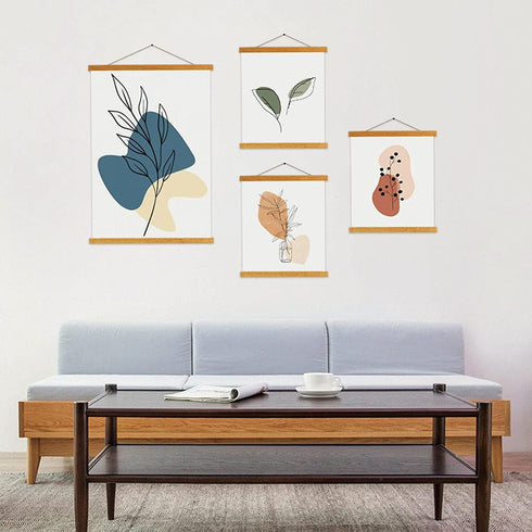 Ywlake Magnetic Poster Hanger, 8x10 8x20 8x11 Wooden Frame, Teak Wood, 8" Hanger Kit for Posters, Artwork, Canvas