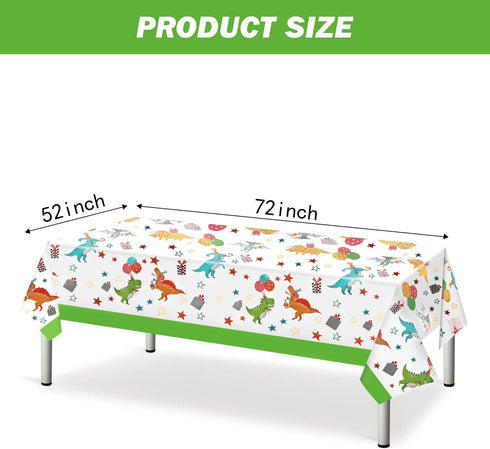 2 Pack Dinosaur Graduation Tablecloths, Dino Table Cover for Birthday, Kindergarten Preschool Grad, 52" X 87"