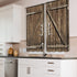 Cinbloo Farmhouse Kitchen Curtains, Rod Pocket 27.5W x 39L Inch Brown Barn Door Vintage Country Design, 2 Panels Set