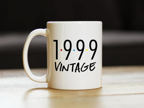 Vintage 1999 - Fun 25th Birthday Coffee Mug Gifts for Men & Women Turning 25 - Retro Coffee Cups - 11oz White Ceramic Mug