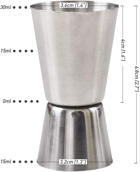 Newk Double Jigger for Bartending, 1/2 & 1 Oz (15 & 30 ML) Stainless Steel Cocktail Measuring Jigger, Set of 4