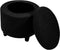 Round Ottoman Cover with Storage 2-Piece Stretch Stool Slipcover Soft Footstool Protector