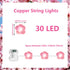 30 Cherry Blossom Decor Flower String Lights Vines with Fairy Lights Christmas, LED Copper with Remote Control Battery