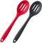 Silicone Nonstick Slotted Spoons Set, 2 High Heat Resistant Cooking Baking Spoons for Stirring, Mixing, Serving, Red
