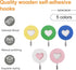 Wooden Double Heart-Shaped Self-Adhesive Hooks, 5pcs Key Holder Coat Hook for Home Office Hotel Wall Decoration