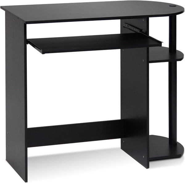 Furinno Simplistic Easy Assembly Computer Desk with Keyboard Tray, Espresso/Black Finish