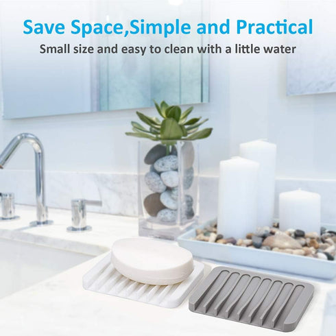 2PCS Mcyye Self Draining Soap Dishes, Premium Silicone Soap Holder for Shower, Bathroom, Easy Clean