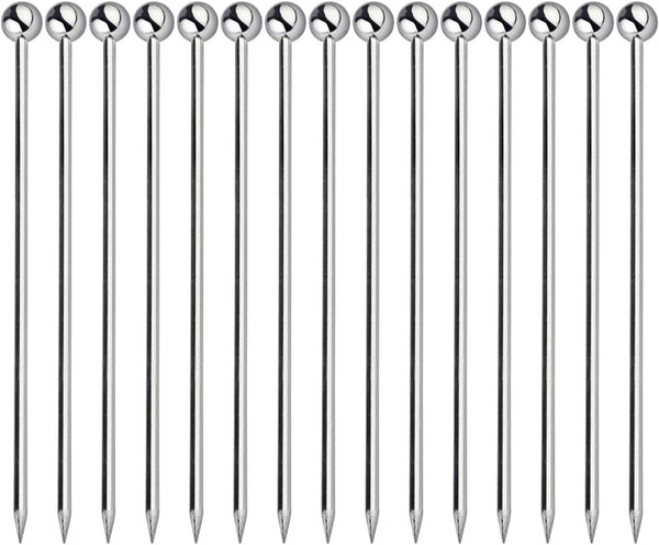 15PCS Cocktail Picks, Reusable Metal Stainless Steel Cocktail Toothpicks for Garnish Picks and Appetizers (Silver/4.3