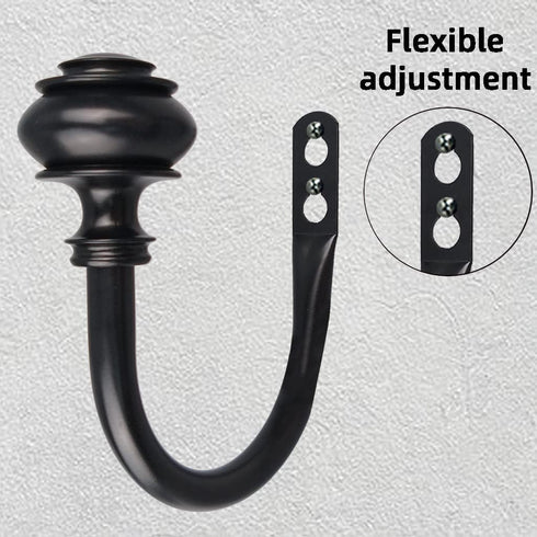 Curtain Holdbacks - 2Pcs Wall Mounted Tiebacks with Screws, Decorative Holders for Bedroom Living Room Office, Black