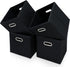 Black Fabric Storage Bins Cube, 11x11x11 Fabric Cubby Organizer Baskets with Handle, Foldable Basket for Closet, Set of