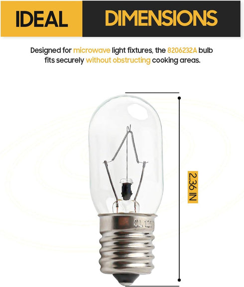 Seentech Microwave Oven Bulbs - Model 8206232A | 125V 40W E17 Base, Compatible with Part Numbers 1890433, 3 Pack