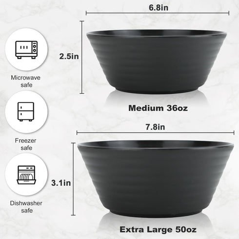 Wheat Straw Bowl Sets, 6 PCS Unbreakable 36 OZ Bowls, Microwave and Dishwasher Safe for Soup, Oatmeal, Salad