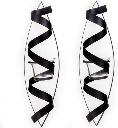 Lilys Home Black Metal Candle Holders,Set of 2 - Decorative Wall Sconces