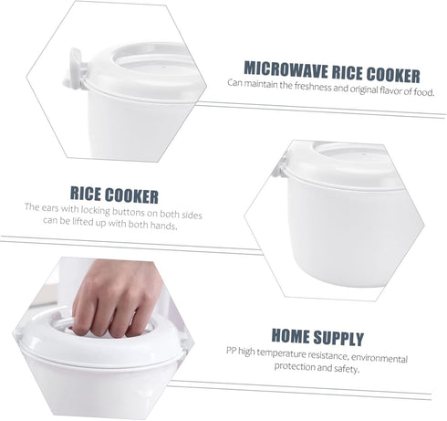 Rice Cooker Small Non-stick Pot, Microwave Rice Maker with Lid, Travel Plastic Japan Portable