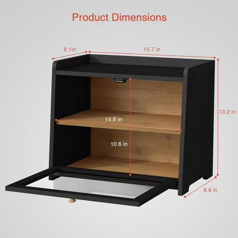 Goozii Countertop, Counter 2 Double Layer Bread Box for Kitchen Large Bread Storage Container for Top, Tier Wood