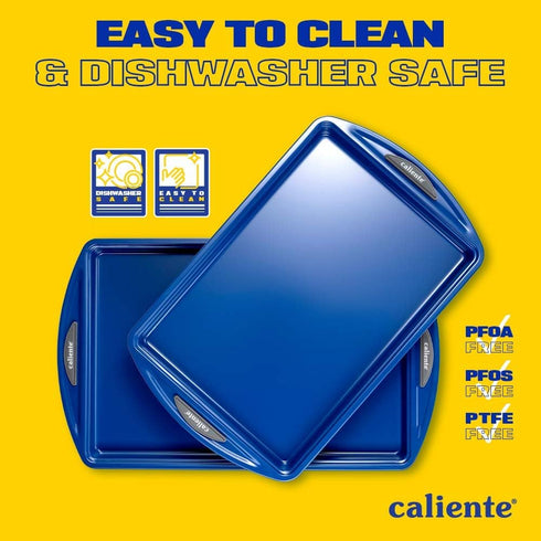Caliente Nonstick Bakeware Set of 2 Cookie Sheets, Premium Medium & Small Baking Sheets