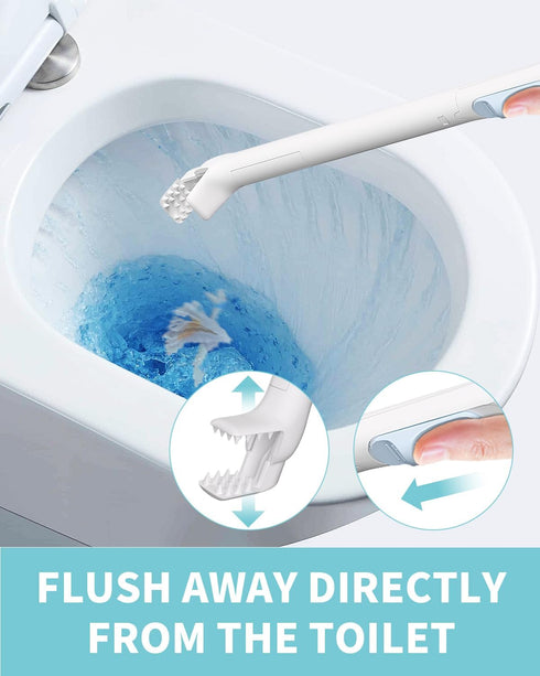 Disposable Toilet Brush Wand Starter Kit for Scrubbing Bubbles Flushable Refills, Wall Mount Toilet Cleaning System, 1 Wand + 24 Flusahble Refills + 1 Automatic Visual Caddy by AIR U+