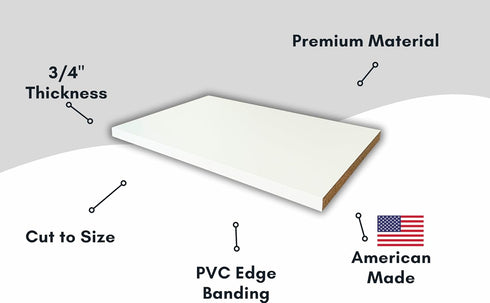 3/4" 3/4" Customized White Shelves Cut to Order - Cabinet Shelf Custom Size Shelf - Melamine Shelves Cut to Order