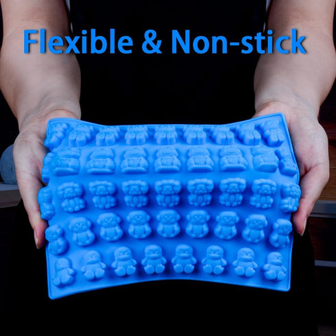 Silicone Candy Gummy Bear Molds - Premium Silicone Chocolate Molds Pack of 4 Including Bears, Frogs, Lions, Monkeys,
