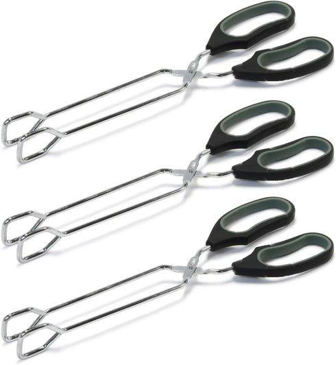 Chef Craft 21591 1-Piece Tongs with Straight Working Ends, Black, 12-Inch (3 Pack)