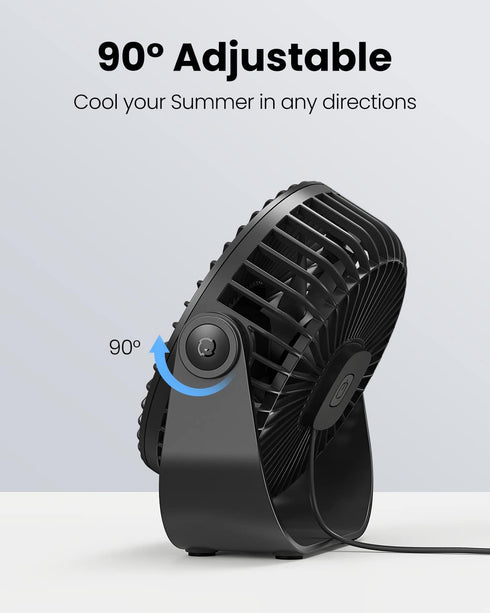 Gaiatop USB Desk Fan, 3 Speeds with Strong Airflow, 5.5 Inch Quiet Portable Table Fan for Home Office Travel