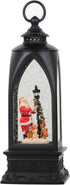 Eldnacele 12” Christmas Snow Globe Lantern with Snowman, Music & Timer, USB/Battery Operated Lighted Glittering Lantern