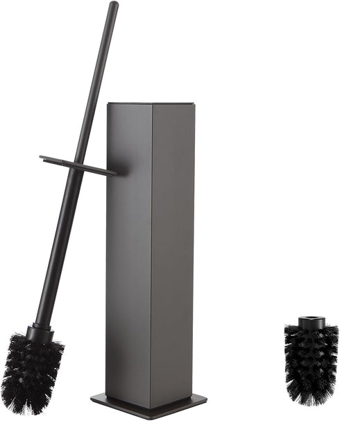 2 Toilet Brush and Holder Floor Standing, Gun Gray with Replaceable Heads, Bathroom Toilet Brush, Freestanding Toilet