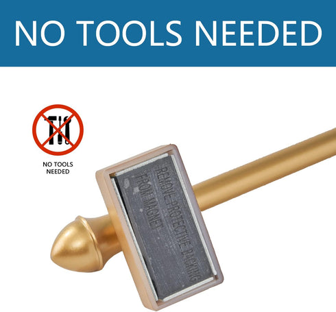 Adjustable Magnetic Curtain Rods for Metal Doors, 09-16 Inch, 4 Pack, Gold, No Tools Required