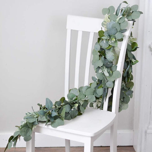 DearHouse 4Pack Faux Silk Eucalyptus Garland, Handmade Greenery Vines for Wedding Backdrop Arch Wall Decor