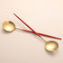 Salad Servers Set, 11.41 Inch Spoon and Fork, 18/10 Stainless Steel with Titanium Plating (Red Gold)