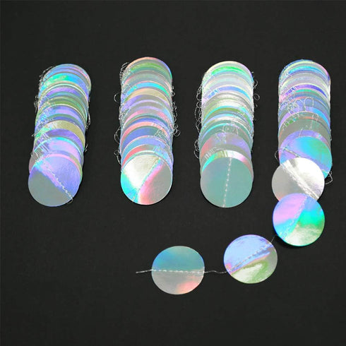 Cheerland Iridescent Party Decorations, Holographic Circle Garlands for Birthday, Graduation, New Year
