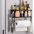 Magnetic Spice Rack for Refrigerator, Magnetic Paper Towel Holder, 2 Hooks, Kitchen Storage Organizer for Spices and