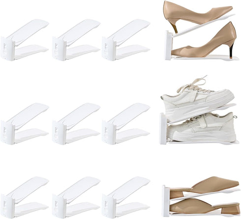 12 Pack Shoe Slots Organizer Adjustable Level Shoe Stacker Holder Storage Space