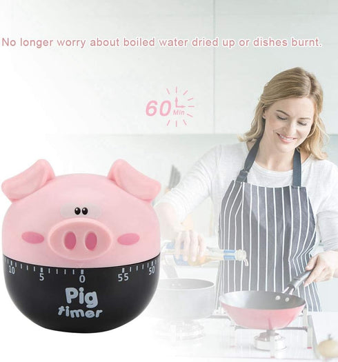 Cute Cartoon Pig Kitchen Timer, Mechanical Cooking Timer for Home Decor and Cooking Timing Tool