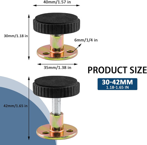 4 (30-42mm/ 1.18"-1.65") Litoexpe Pcs Adjustable Threaded Bed Frame Anti-Shake Tool, Headboard Stoppers Bedside Anti