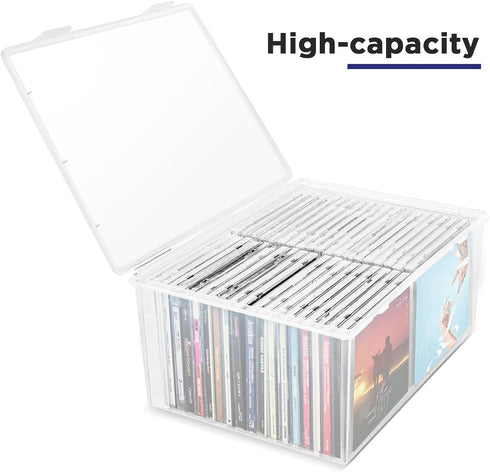 Plastic CD Storage Box, Store 40+ CDs, Clear CD DVD Storage Case