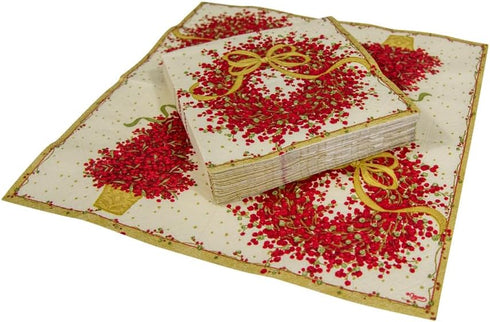 Caspari Red Pepper Berry Cocktail Napkins, 20-Pack