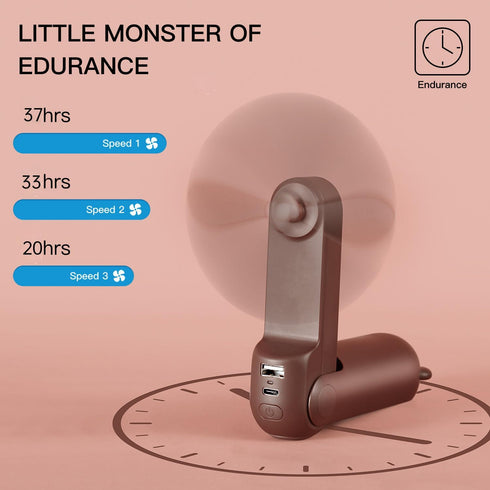 JISULIFE Handheld Fan with 4500 mAh Powerbank, Pocket Portable Battery Operated or USB Powered Folding Fan, 3 Speeds