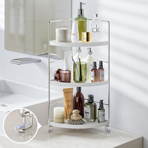 3-Tier Countertop Corner Spice Rack Kitchen Bathroom Organizer Vanity Tray Cosmetic Makeup Storage Standing Shelf