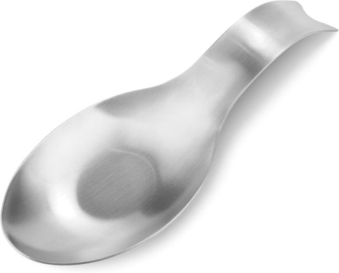 Stainless Steel Spoon Rest, Spatula Ladle Holder, Brushed Finish, Dishwasher Safe, 3.8 x 9.4 Inch (Fish Shape Silver,