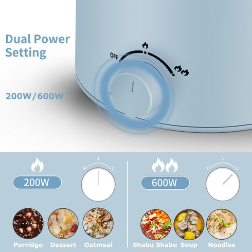 Topwit Electric Hot Pot, 1.6L Ramen Cooker, Multifunctional for Pasta, Shabu-Shabu, Oatmeal, Soup, Blue