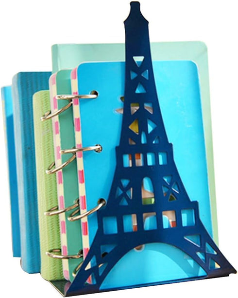 Winterworm Stylish Modern Paris Eiffel Tower Metal Decorative Bookend, Blue, Book Organizer for Home Office