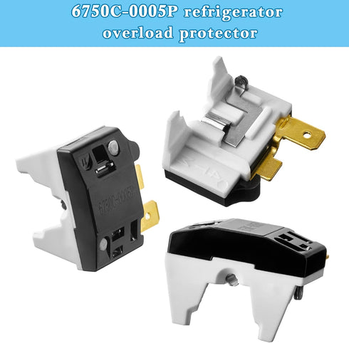 Mudder QP2-4.7 PTC Starter Relay and 6750C-0005P Overload Protector, 2 Pieces Compatible with LG Refrigerator Compressor
