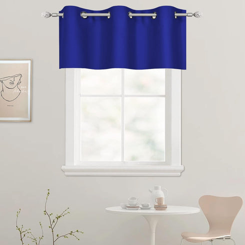 Royal Blue Valances for Bedroom Solid Blackout Thermal Insulated Cobalt Blue Valances for Windows, 1 Panel 42W X18 L