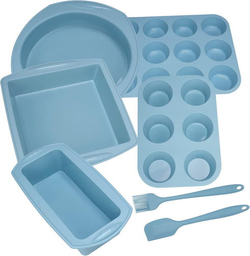 Economical 7in1 Nonstick Silicone Baking Cake Pan, Cookie Sheet Molds, Heat Resistant Bakeware Tools