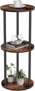 GHIMIGN 11.8'D Round Drink Table - 3-Tier Small Side Table with Wood Legs,
