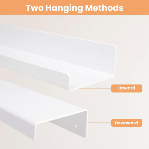 upsimples 4 Pack Acrylic Shelves for Wall Storage, 15" Floating Bookshelves for Kids, Room Decor